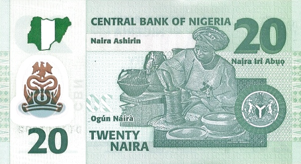 P34n Nigeria 20 Naira Year 2018